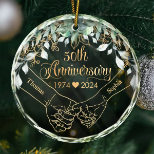 Couples Anniversary - Personalized Circle Glass Ornament